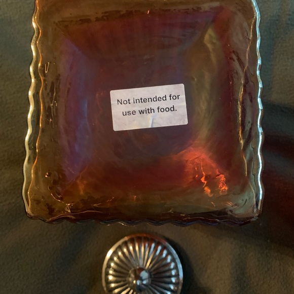 Beautiful heavyweight orange ribbed glass canisters. Both 4 1/2” x 4 1/2”. - Picture 11 of 12